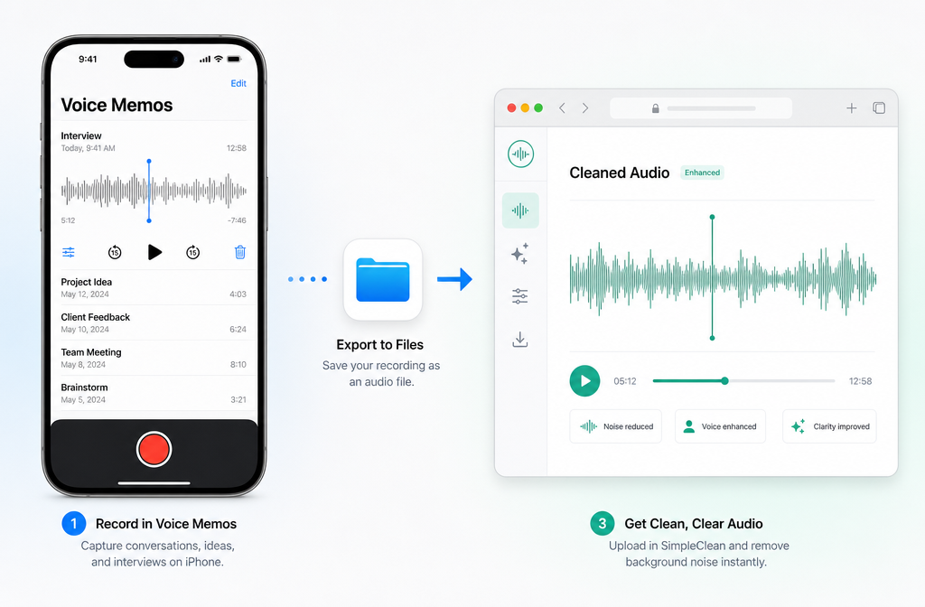 How to Clean iPhone Voice Memos Audio Online: Remove Background Noise and Echo Without a DAW