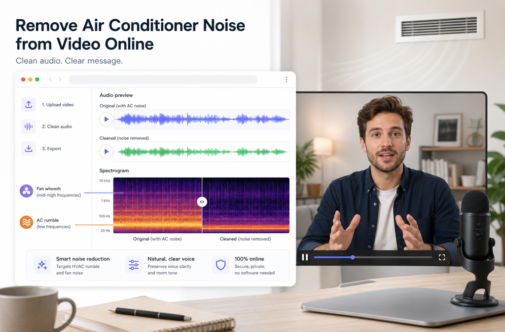 How to Remove Air Conditioner Noise from Video Online: Fix AC Hum, HVAC Rumble, and Fan Whir Without a DAW