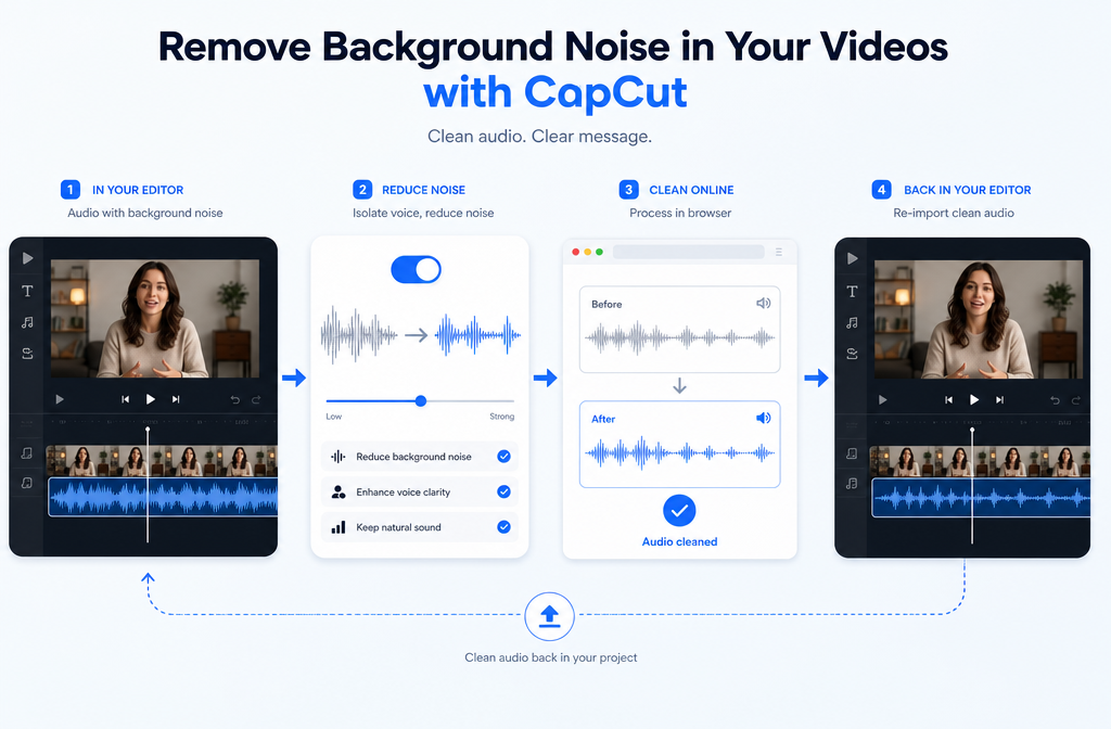 How to Remove Background Noise in CapCut: When CapCut Is Enough vs When to Clean the Exported File Online