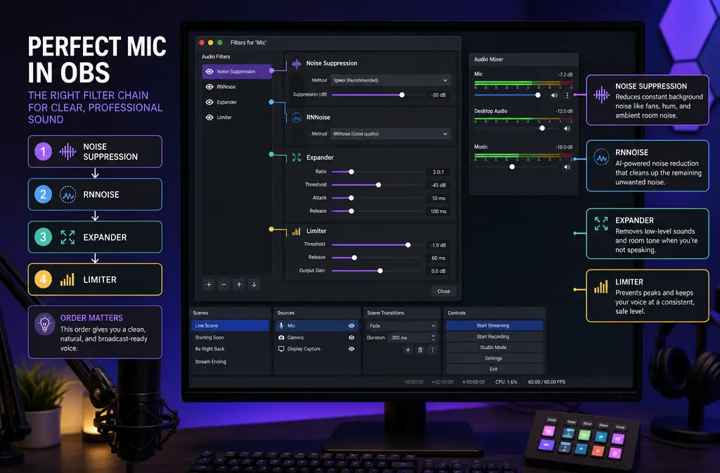 How to Remove Background Noise in OBS Without Making Your Mic Sound Robotic